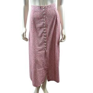 Vintage 90s Jordan Ross Long Floral Skirt Pink & White Size 14 Cottagecore Boho